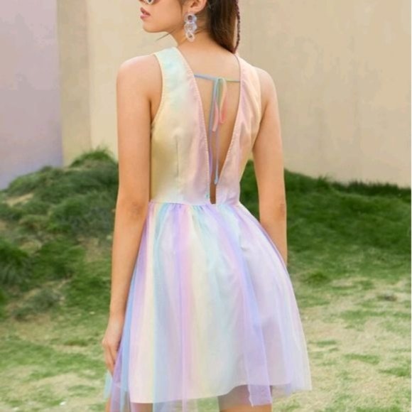 3/$75 MULTICOLOR  FIT AND FLARE TIE DYE DRESS - Picture 2 of 9